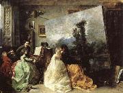 Marques, Francisco Domingo Interior of Munoz Degrain's Studio in Valencia oil painting